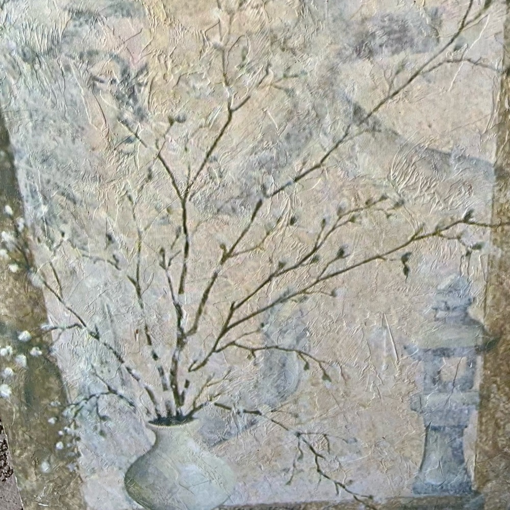 Vintage flowers texture painting 15/20 inches - Picture 6 of 10